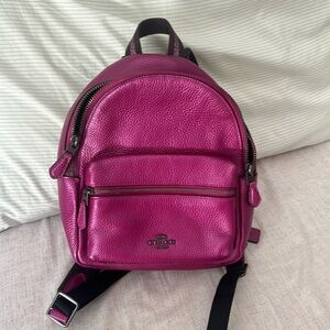 Coach pink metallic small backpack